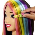 Barbie neonově duhová česací hlava černovláska4